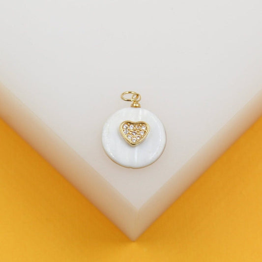 18K Gold Filled Madre of Pearl Heart Pendant