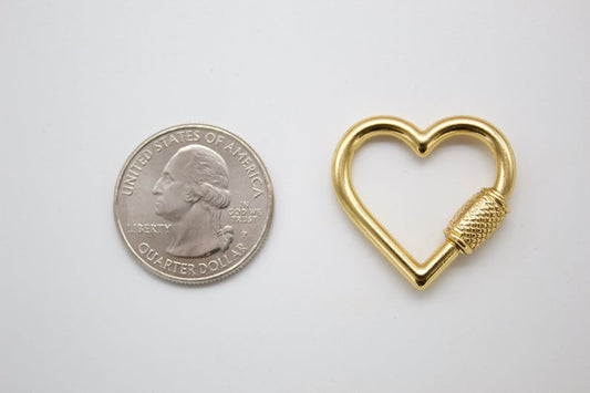 18K Gold Filled Heart Shaped Carabiner Lock, Carabiner Clasp, Screw in Clasp (XX14)