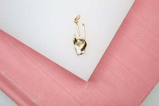 18k Gold Filled Peace Hand Sign