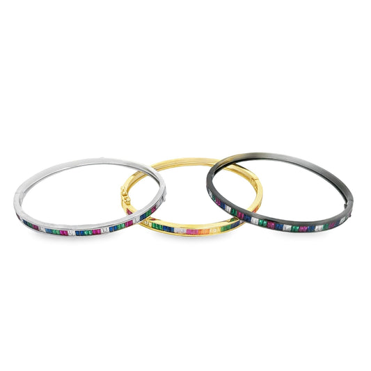 Muti Color Baguette CZ Stone Bangle Bracelet (B32)