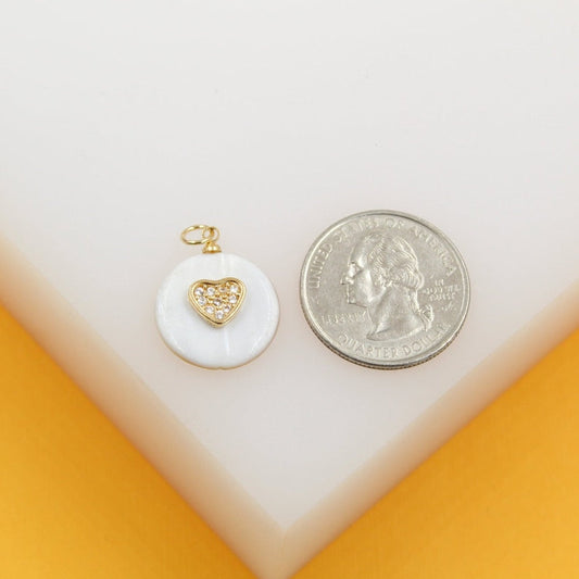 18K Gold Filled Madre of Pearl Heart Pendant